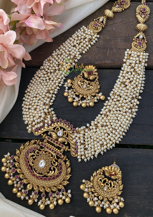 Premium Gold Look Alike Cluster Pearl Haram -G2444