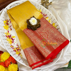 Yellow with Red Kanchi Silk Saree-VS206