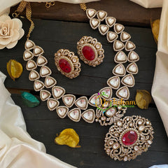 Red Victorian Diamond Short Neckpiece-VV227