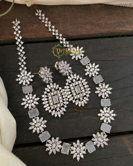 Elegant American diamond Choker Short Neckpiece-Grey -G2383
