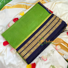 Parrot Green Korvai Handloom Silk Cotton Saree-VS230