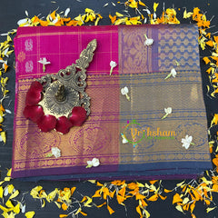 Pink Kattam Korvai Handloom Silk Cotton Saree-VS61