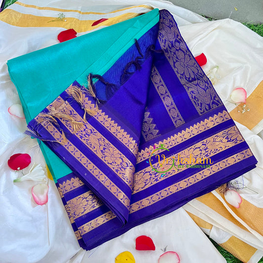 Blue Korvai Handloom Silk Cotton Saree-VS241