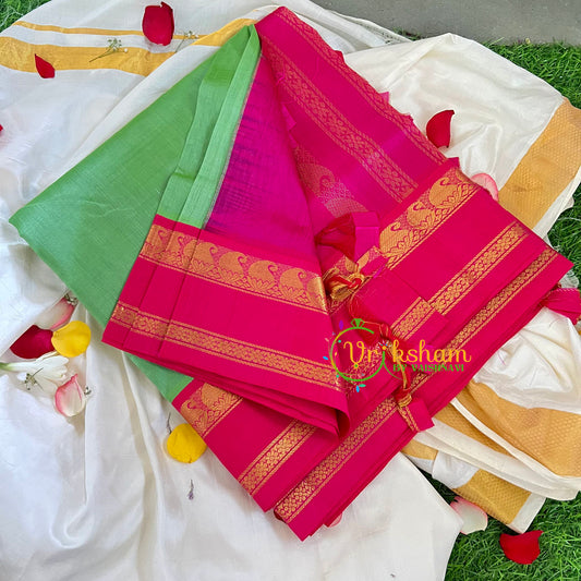  Pastel Green Korvai Handloom Silk Cotton Saree-VS229