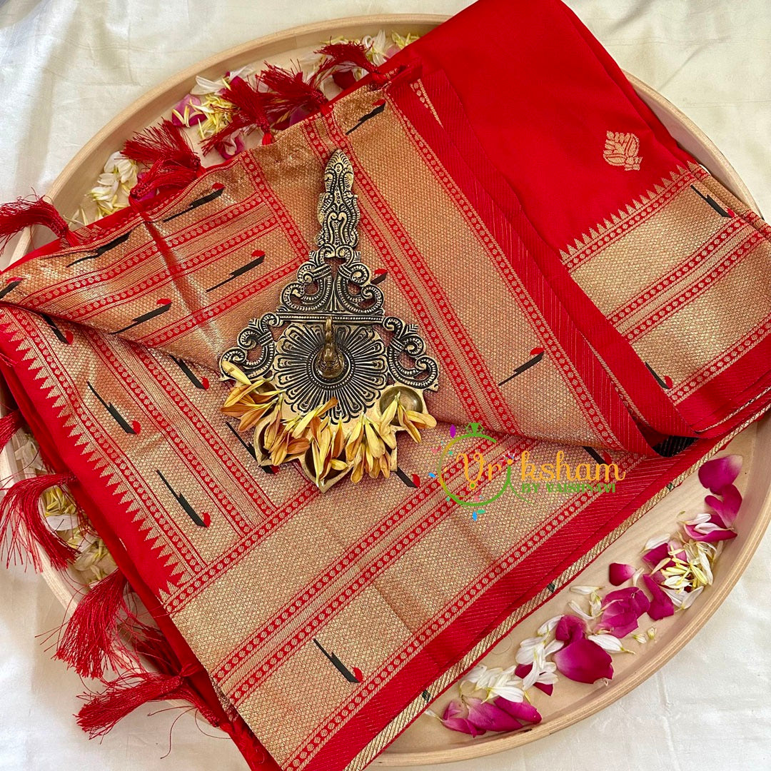 Kumkum Red Semi Silk Saree -VS1030