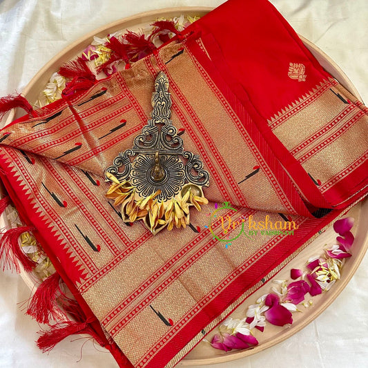 Kumkum Red Semi Silk Saree -VS1030