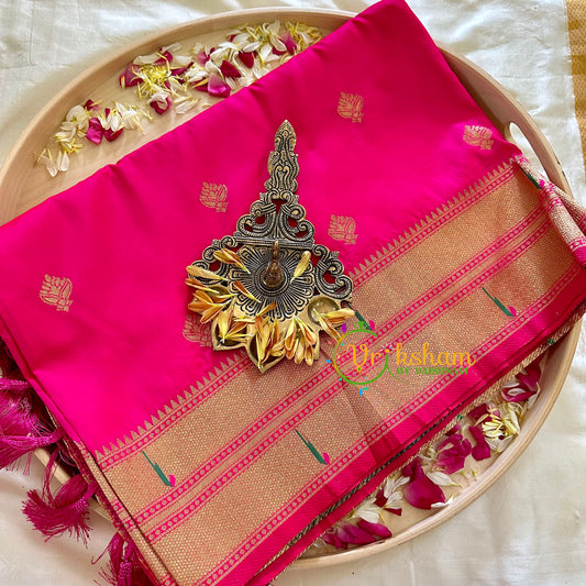 Rani Pink Semi Silk Saree -VS1039