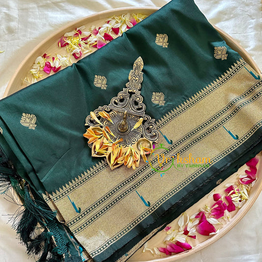 Forest Green Semi Silk Saree -VS1038