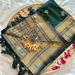 Forest Green Semi Silk Saree -VS1038