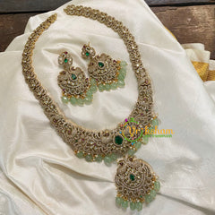 Exquisite Pastel Green Victorian Diamond Long Neckpiece -VV570