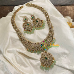 Exquisite Pastel Green Victorian Diamond Long Neckpiece -VV570