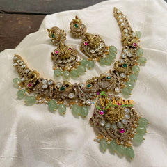 Lakshmi Victorian Diamond Short Neckpiece -Pastel Green Bead -VV557