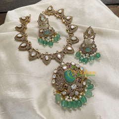 Pastel Green Victorian Diamond Short Neckpiece -VV561