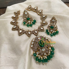 Emerald Green Victorian Diamond Short Neckpiece -VV559