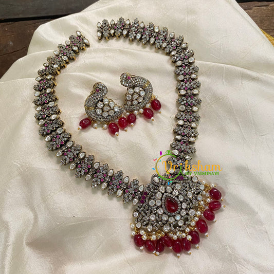 Red Victorian Diamond Long Neckpiece -VV569