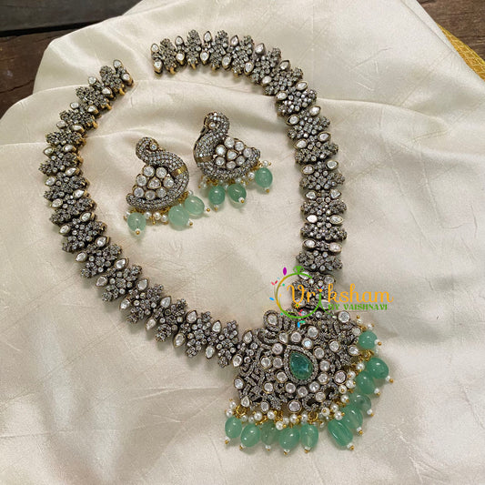 Pastel Green Victorian Diamond Long Neckpiece -VV568