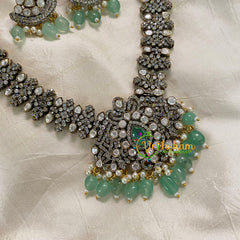 Pastel Green Victorian Diamond Long Neckpiece -VV568