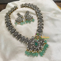 Pastel Green Victorian Diamond Long Neckpiece -VV568