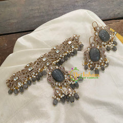 Grey Black Victorian Diamond High Neck Choker -VV529