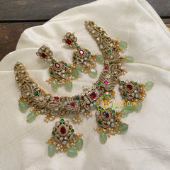 Exquisite Pastel Green Victorian Diamond Short Neckpiece -VV558