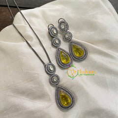 Yellow Victorian Diamond Pendant Chain -Tear Drop-VV597