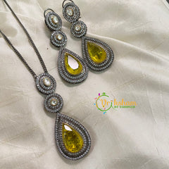 Yellow Victorian Diamond Pendant Chain -Tear Drop-VV597