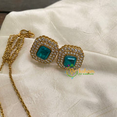 Aqua Blue Victorian Diamond Pendant Chain -VV587