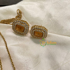 Yellow Victorian Diamond Pendant Chain -VV594