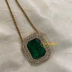 Emerald Green Victorian Diamond Pendant Chain -VV586