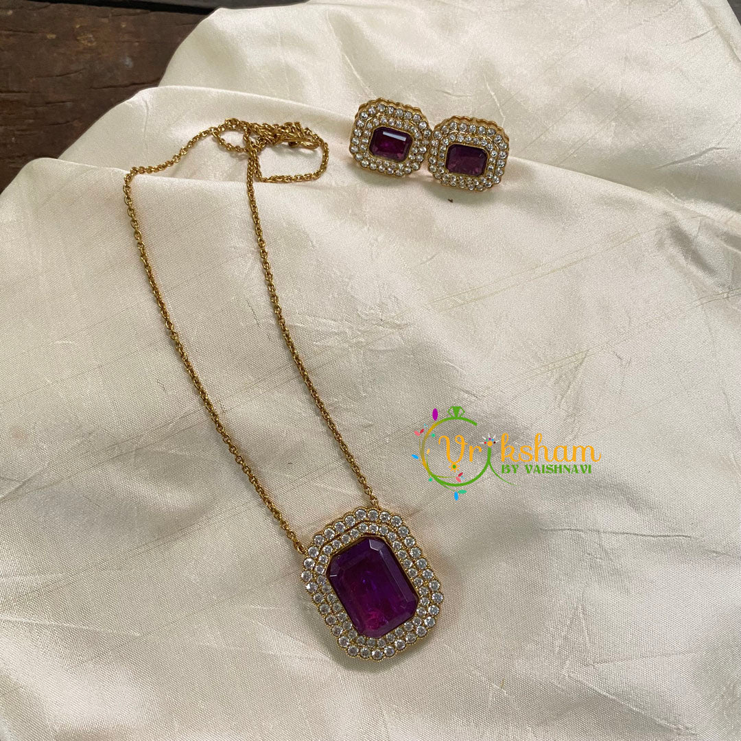 Deep Purple Victorian Diamond Pendant Chain -VV584