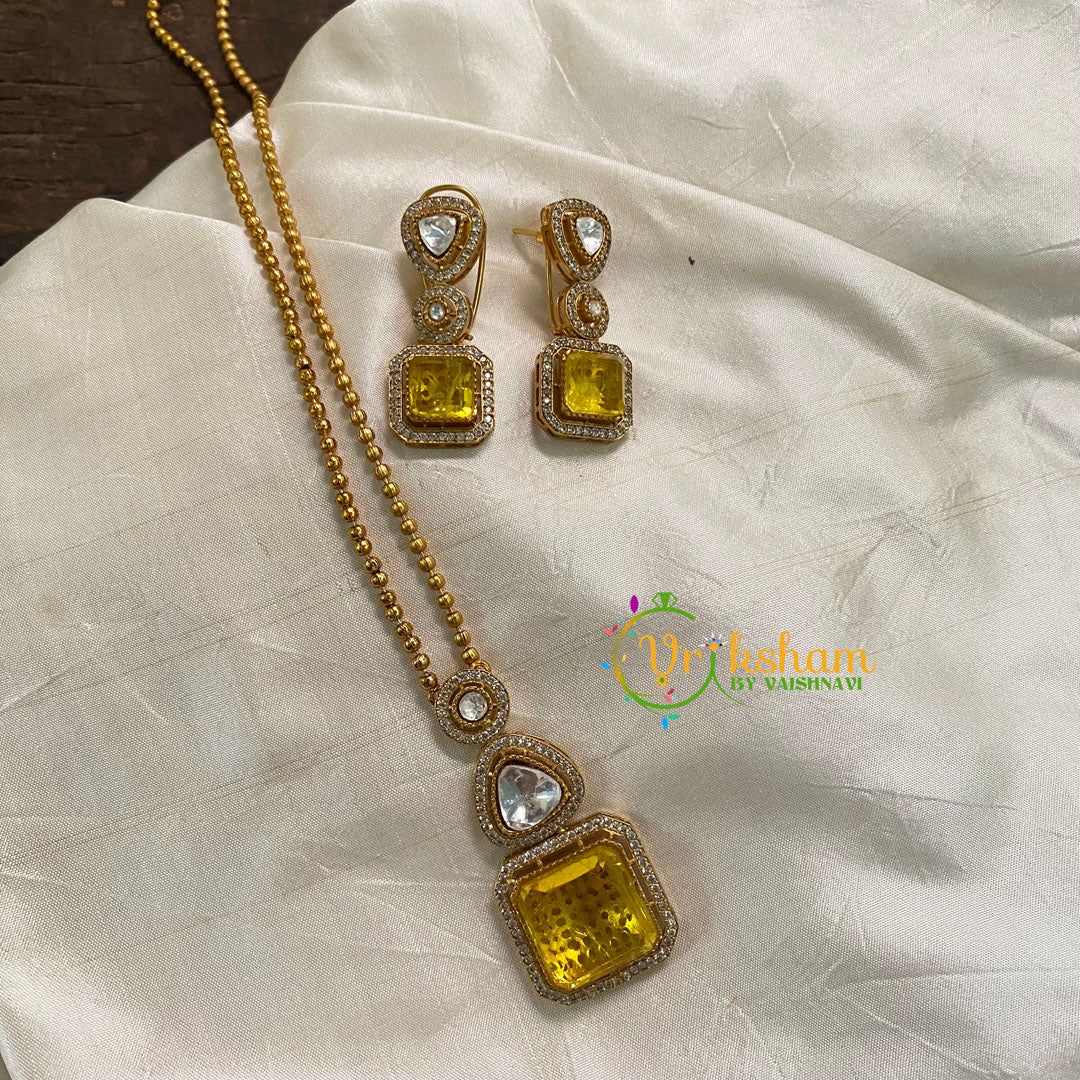 Yellow Victorian Diamond Pendant Chain -Square-VV582