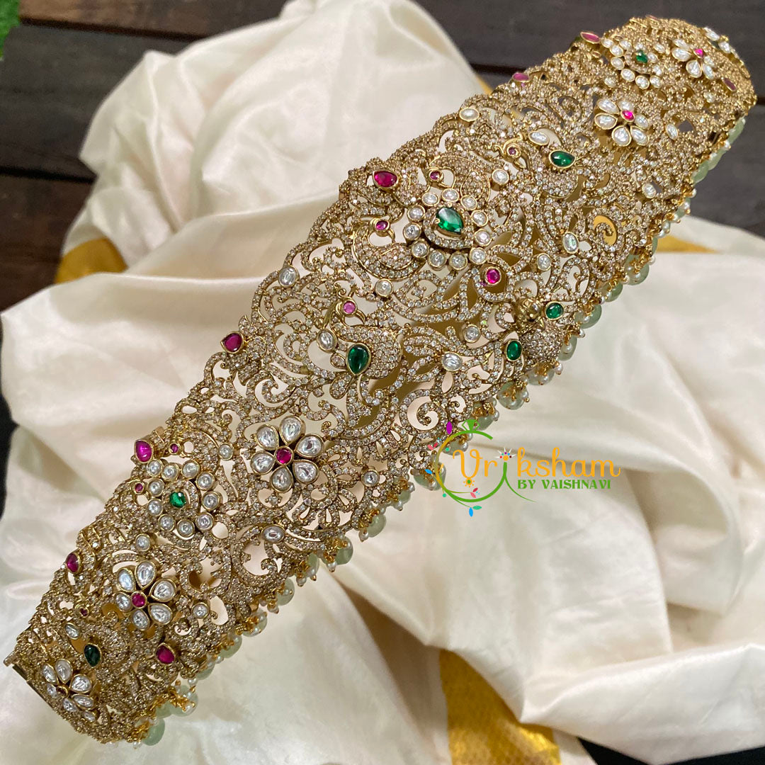 Premium Victorian Diamond Bridal Hipbelt -Pastel Green Bead-VV372