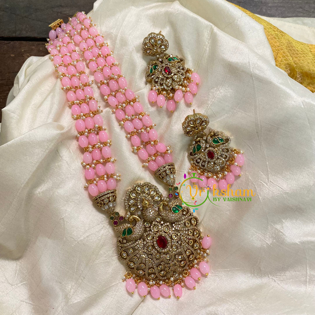 Rose Bead Layered Victorian Diamond Neckpiece -VV567
