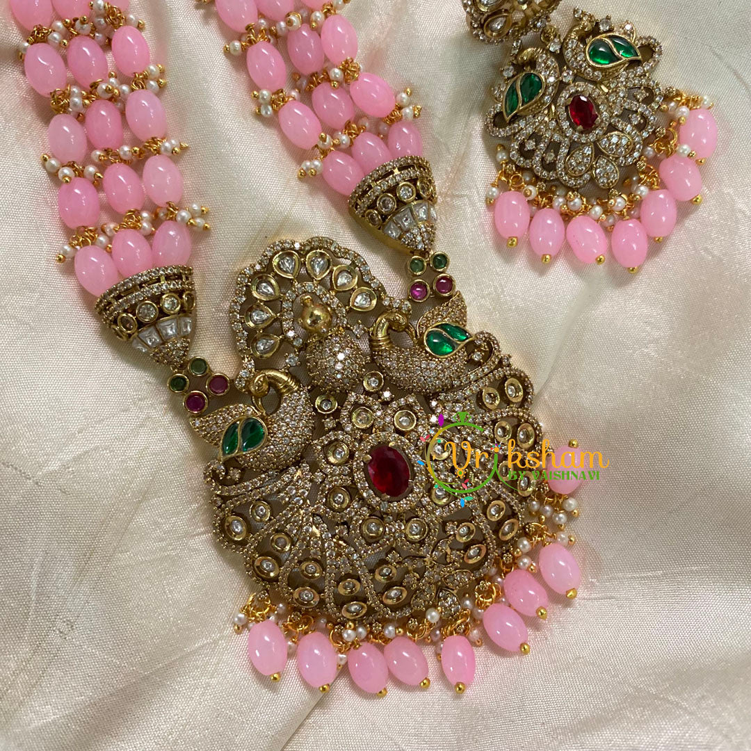 Rose Bead Layered Victorian Diamond Neckpiece -VV567
