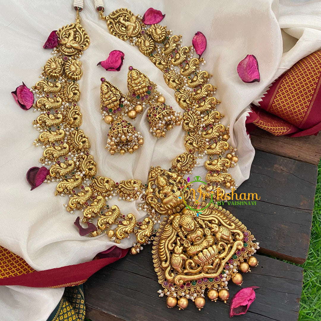 Premium Layered Lakshmi Haram with Mugappu-Gold Bead-G5326