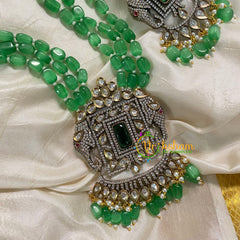 Green Bead Layered Victorian Diamond Neckpiece -VV576