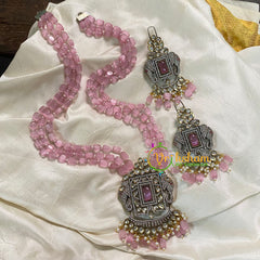 Shaded Pastel Pink Victorian Diamond Pendant Chain -VV600