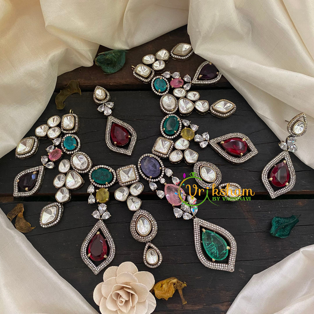 Cocktail Multicolor Victorian Diamond Short Neckpiece-VV293