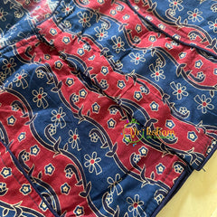 Premium Kalamkari Readymade Blouse -Kalamkari Print - Blue Red -VS1258