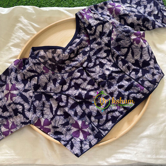 Premium Kalamkari Readymade Blouse -Kalamkari Print -Purple-VS1257