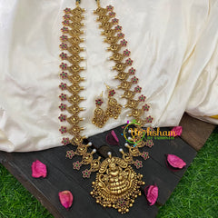 Premium AD Stone Pendant Lakshmi Haram-Gold pearl-G5350