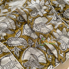 Premium Kalamkari Readymade Blouse -Kalamkari Print -Mustard -VS1253