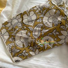 Premium Kalamkari Readymade Blouse -Kalamkari Print -Mustard -VS1253