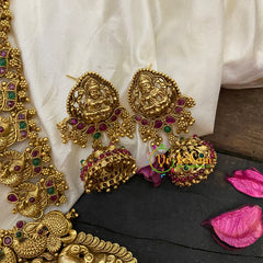 Traditional Lakshmi Pendant Maanga Peacock Neckpiece-Gold-G5358