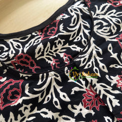 Premium Kalamkari Readymade Blouse -Kalamkari Print -Black white Red-VS1251