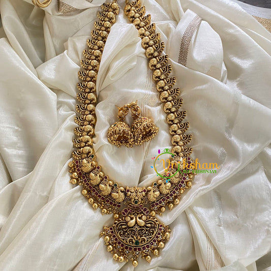 Premium Gold Look Alike Peacock Haram-Gold Beads -G4002