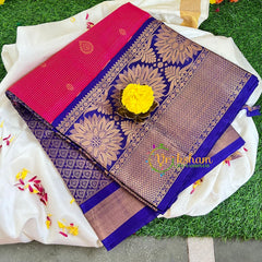 Pink with Blue Vairaoosi Silk Cotton Saree -VS407