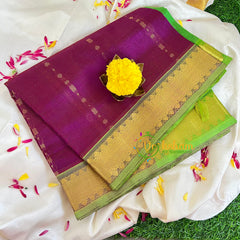 Purple with Green Vairaoosi Silk Cotton Saree-VS402