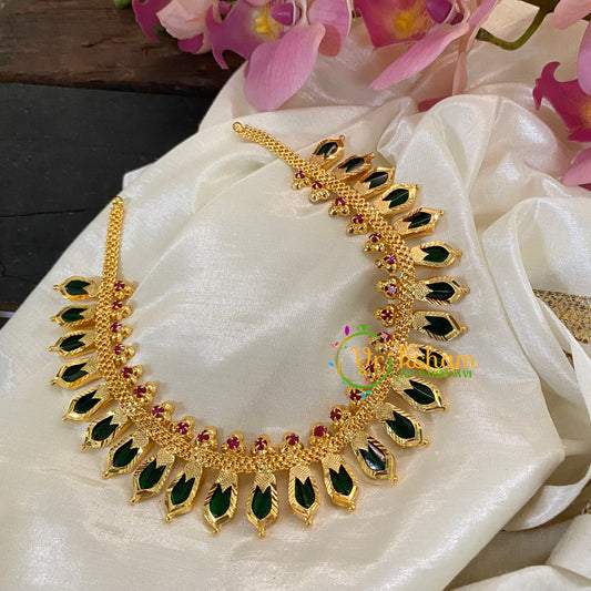 Gold Look Alike Palakka Short Neckpiece-Petals-G8723