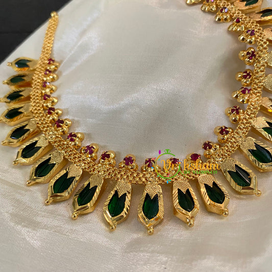 Gold Look Alike Palakka Short Neckpiece-Petals-G8723